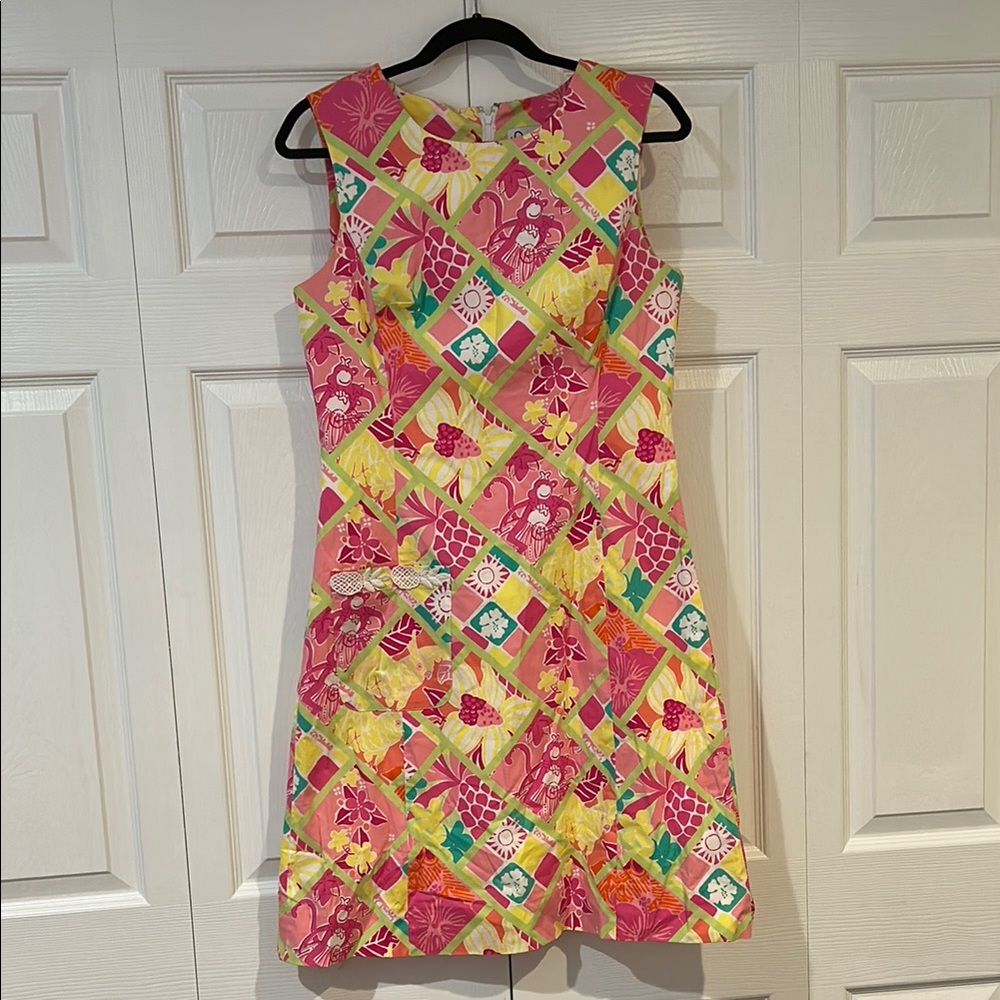 Lilly Pulitzer Pink and Green A-line Midi Dress